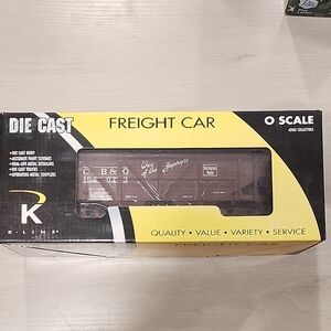 K Line CB&Q Diecast Outside Braced Hopper with Real Coal Load